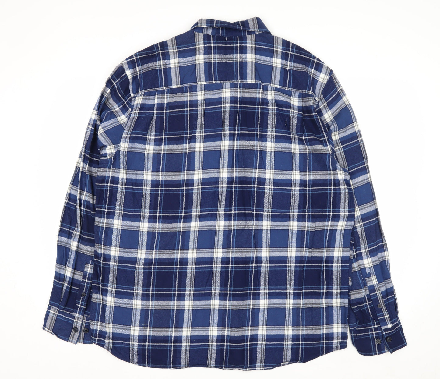 Weatherproof Men's Blue Plaid Long Sleeve Cotton Button-Up Shirt XL