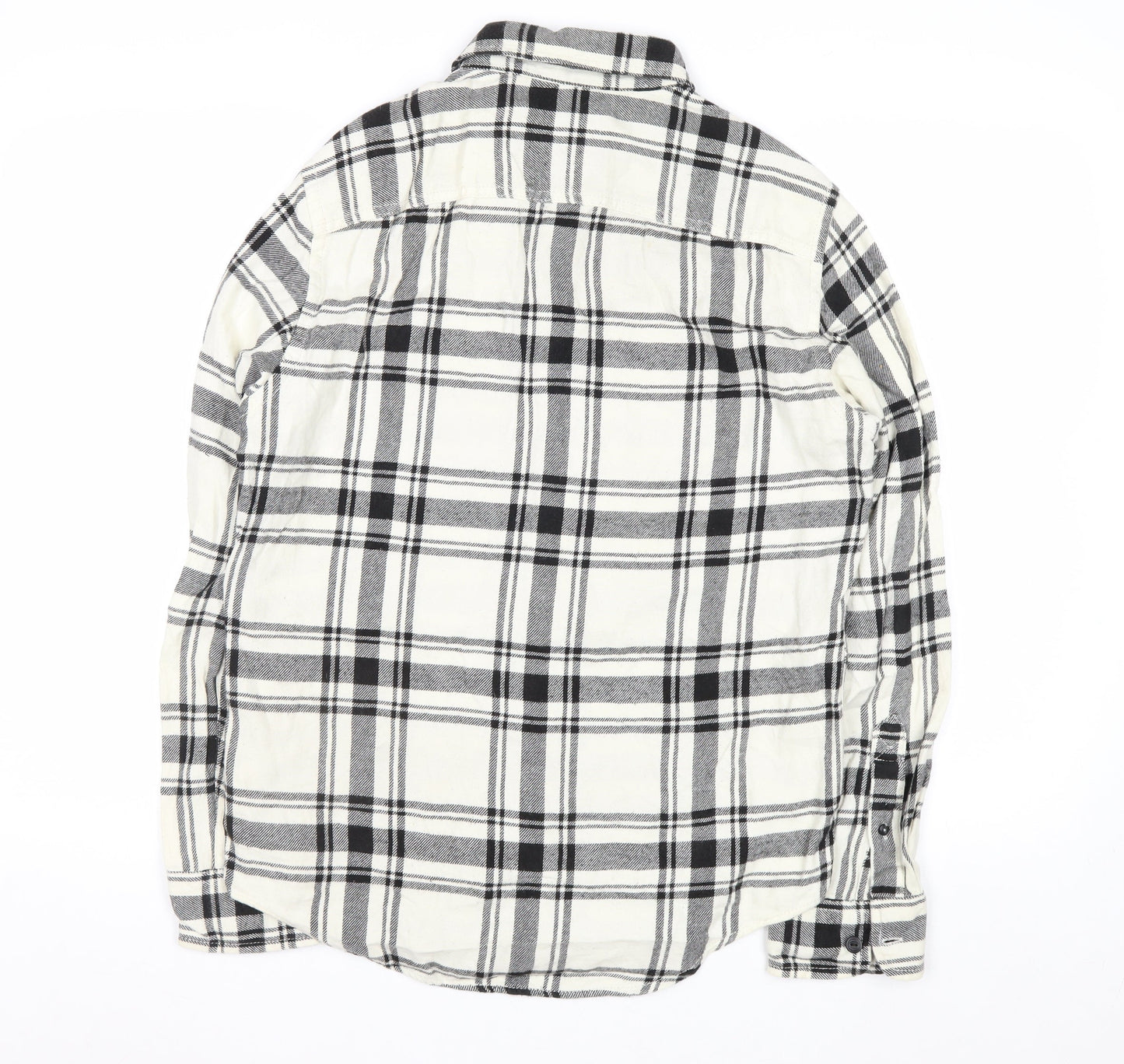 American Eagle Outfitters Men's White Check Flannel Button-Up Shirt Size S Athletic Fit