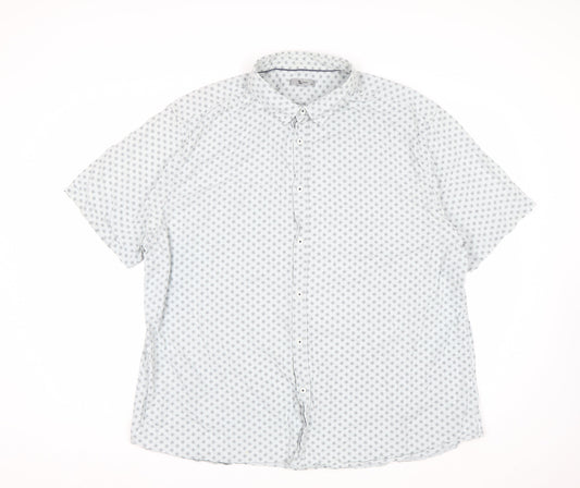 Tu Men White Geometric Short Sleeve Button-Up Shirt 2XL