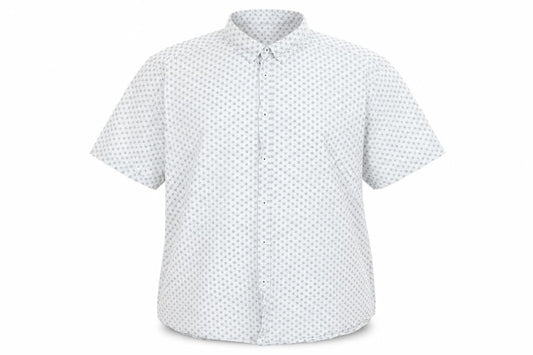 Tu Men White Geometric Short Sleeve Button-Up Shirt 2XL