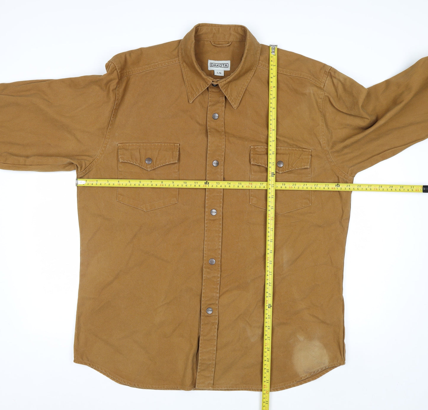 Dakota Men's Brown Cotton Workwear Shirt L Long Sleeve Button-Up