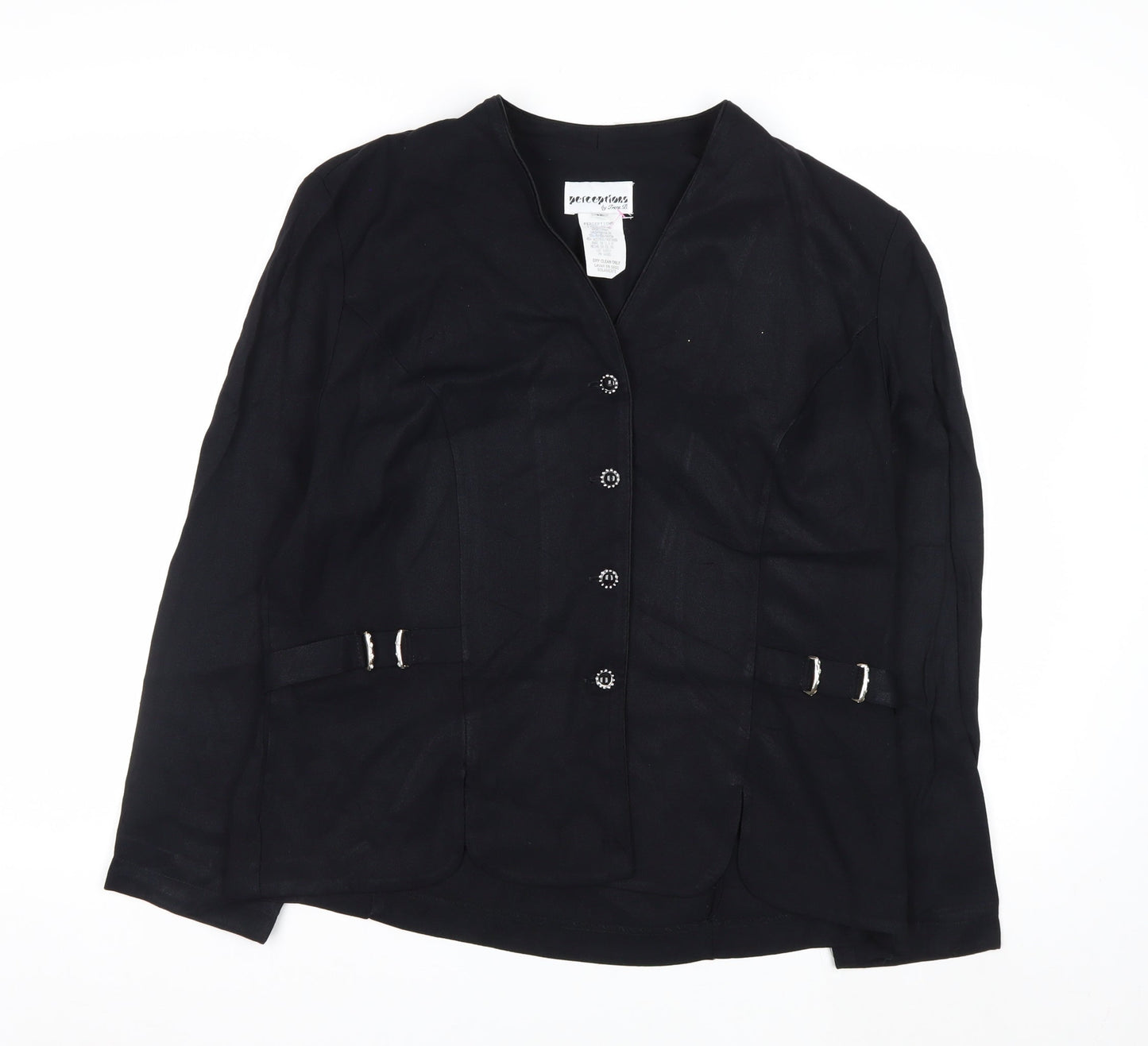 Perceptions by Irene B. Women's Black Blazer Size 12 Buttoned Waist Detail