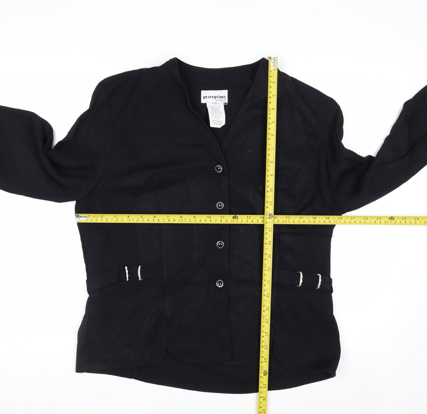 Perceptions by Irene B. Women's Black Blazer Size 12 Buttoned Waist Detail