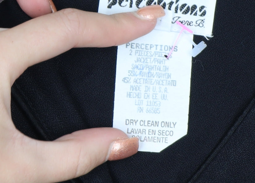 Perceptions by Irene B. Women's Black Blazer Size 12 Buttoned Waist Detail
