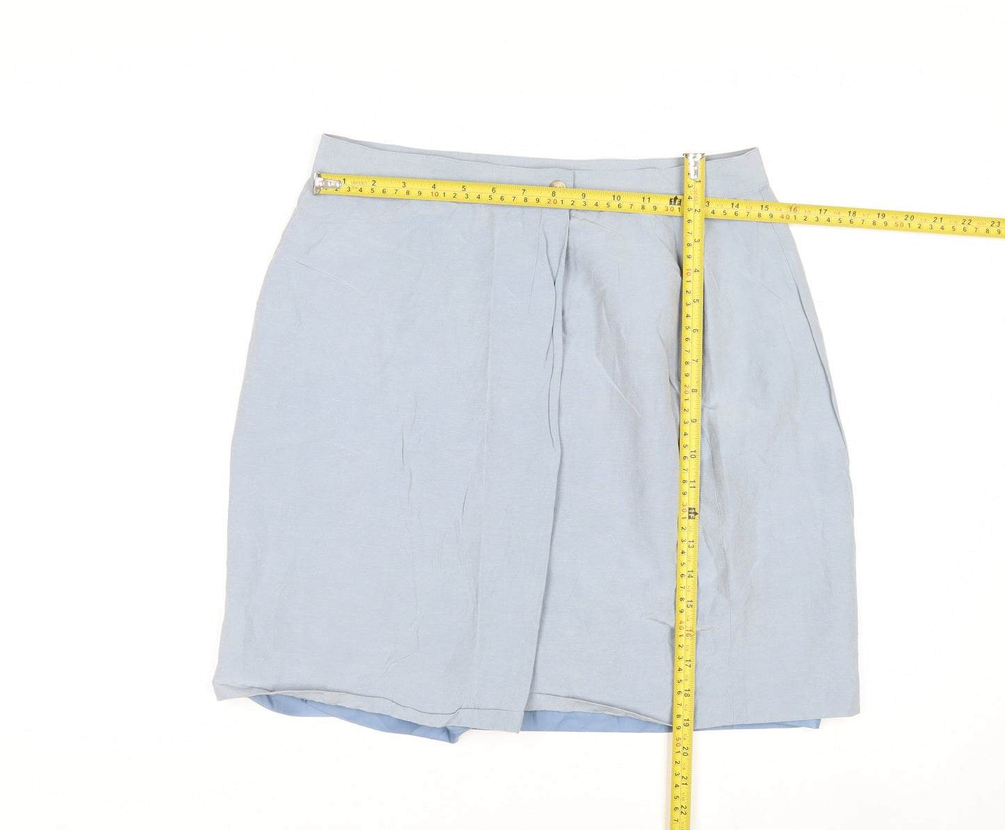 Talbots Womens Blue Silk Linen Pencil Skirt Size 14 Petite