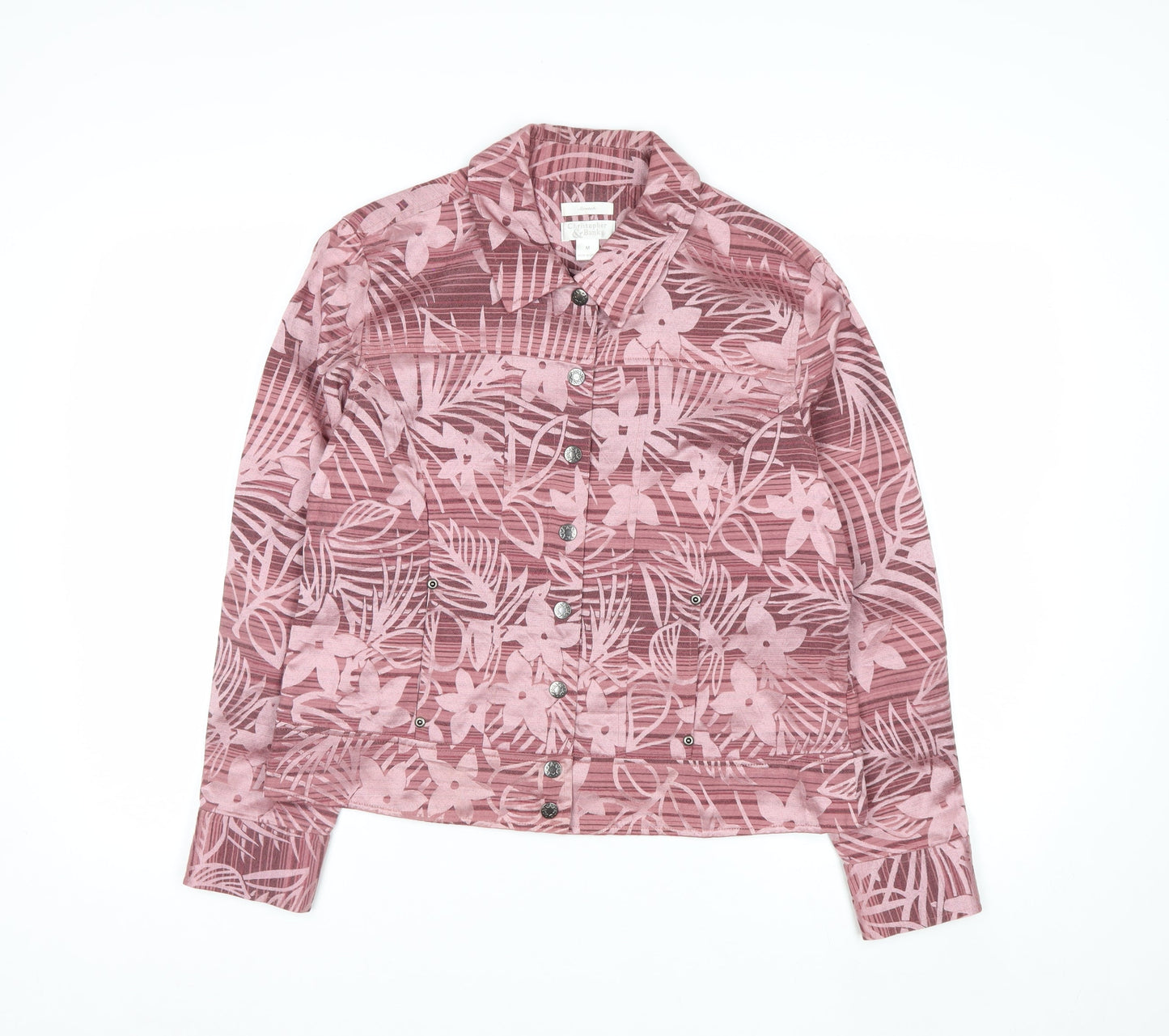 Christopher & Banks Women's Pink Floral Button Jacket Size M