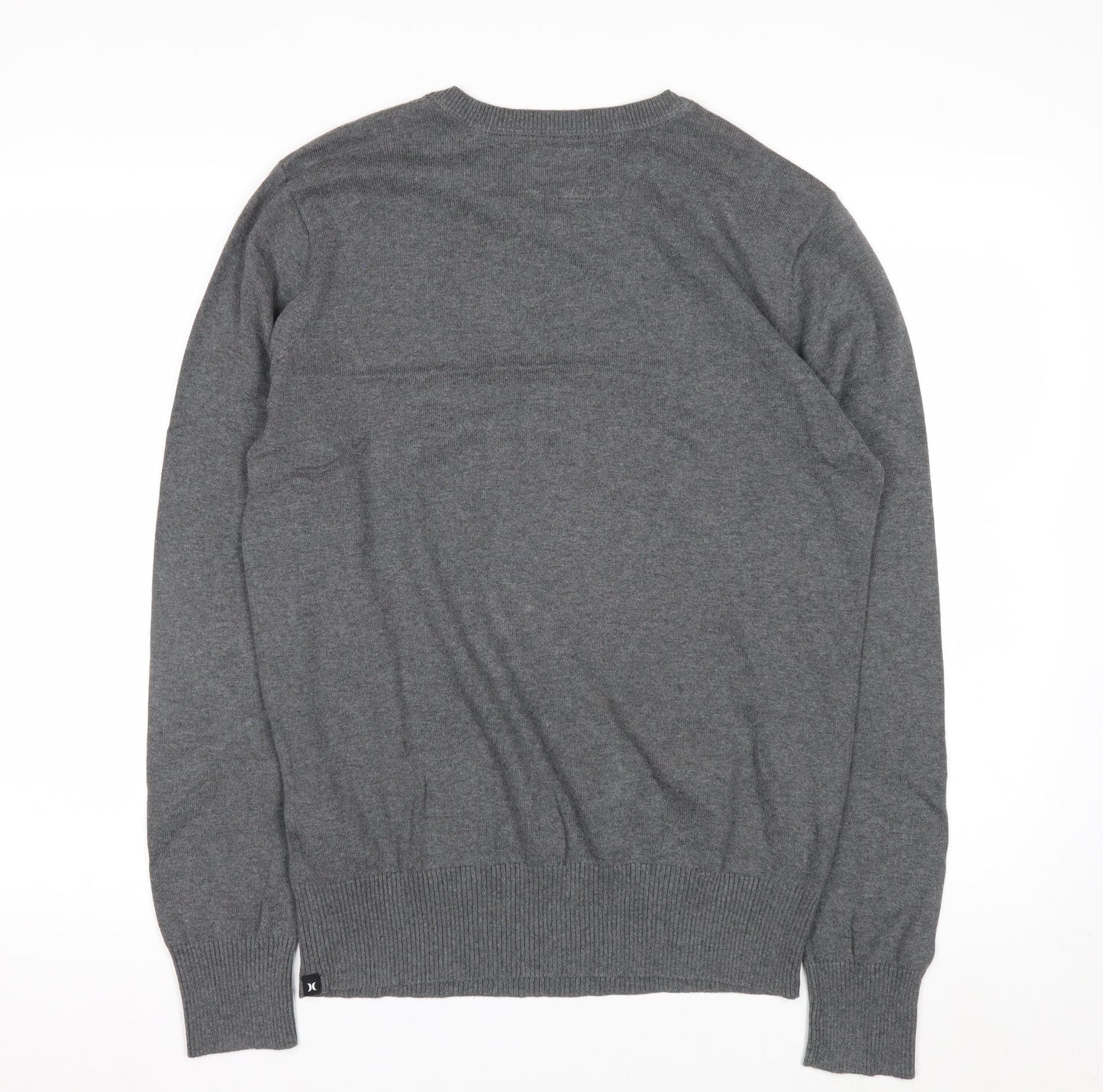 Hurley Men Grey V-Neck Cotton Pullover Jumper Medium