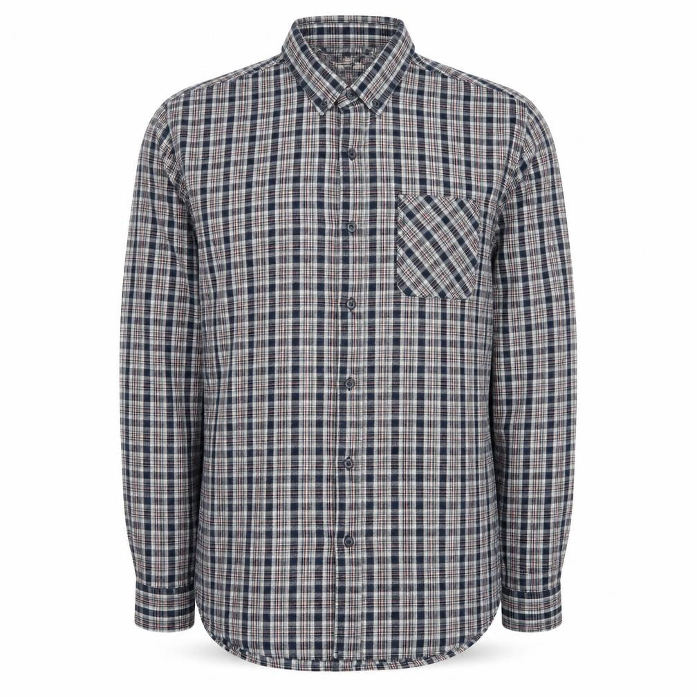 Easy 1973 Men's Blue Checked Cotton Long Sleeve Button-Up Shirt Size L