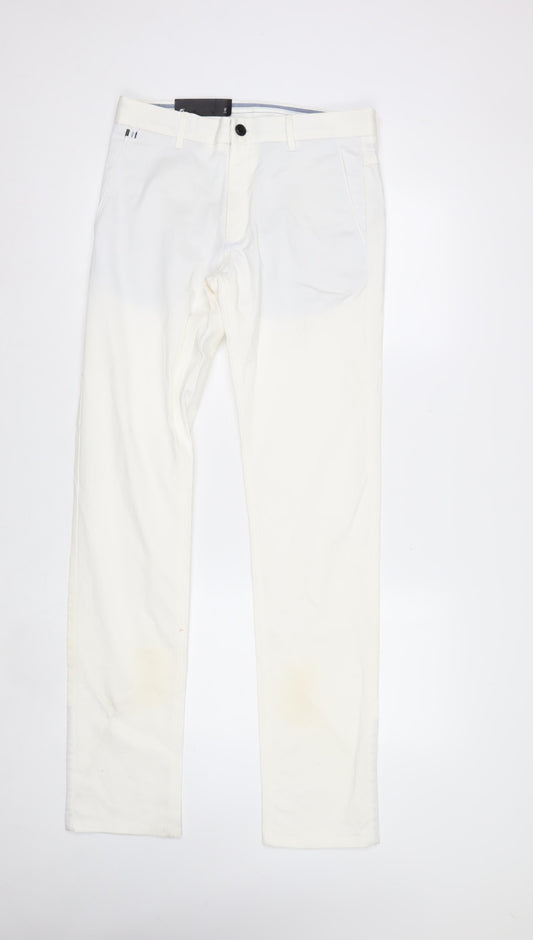 Zara Man White Slim Fit Chino Trousers Size 30 Men's
