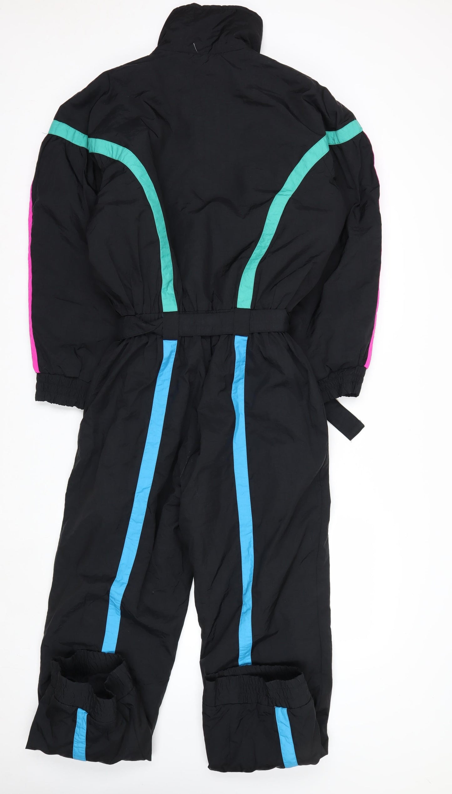 Club Attivo Womens Black Size 10 Retro Ski Suit Winter Belted Full Zip