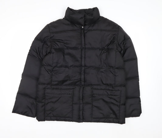 IZZI Womens Black Puffer Jacket M Mid-Length Down Winter Coat