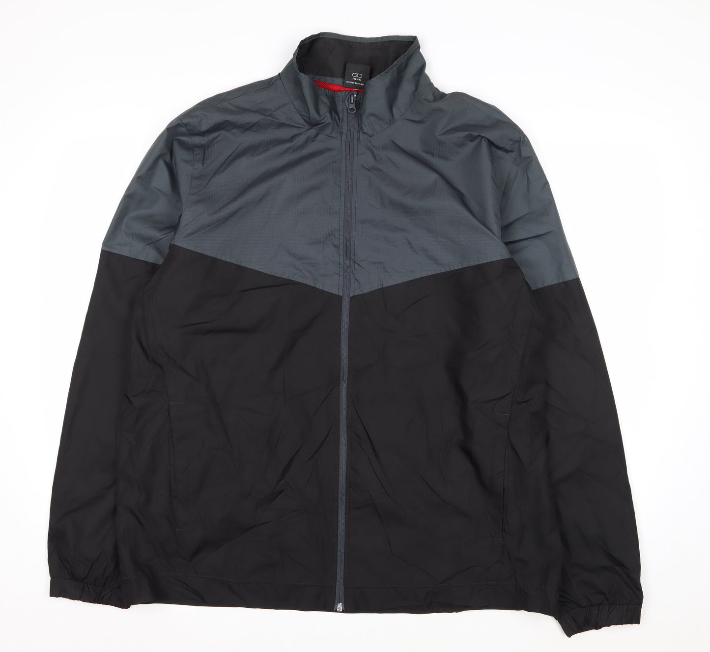 Starter Men's Black Grey L Windbreaker Jacket Full Zip Lightweight
