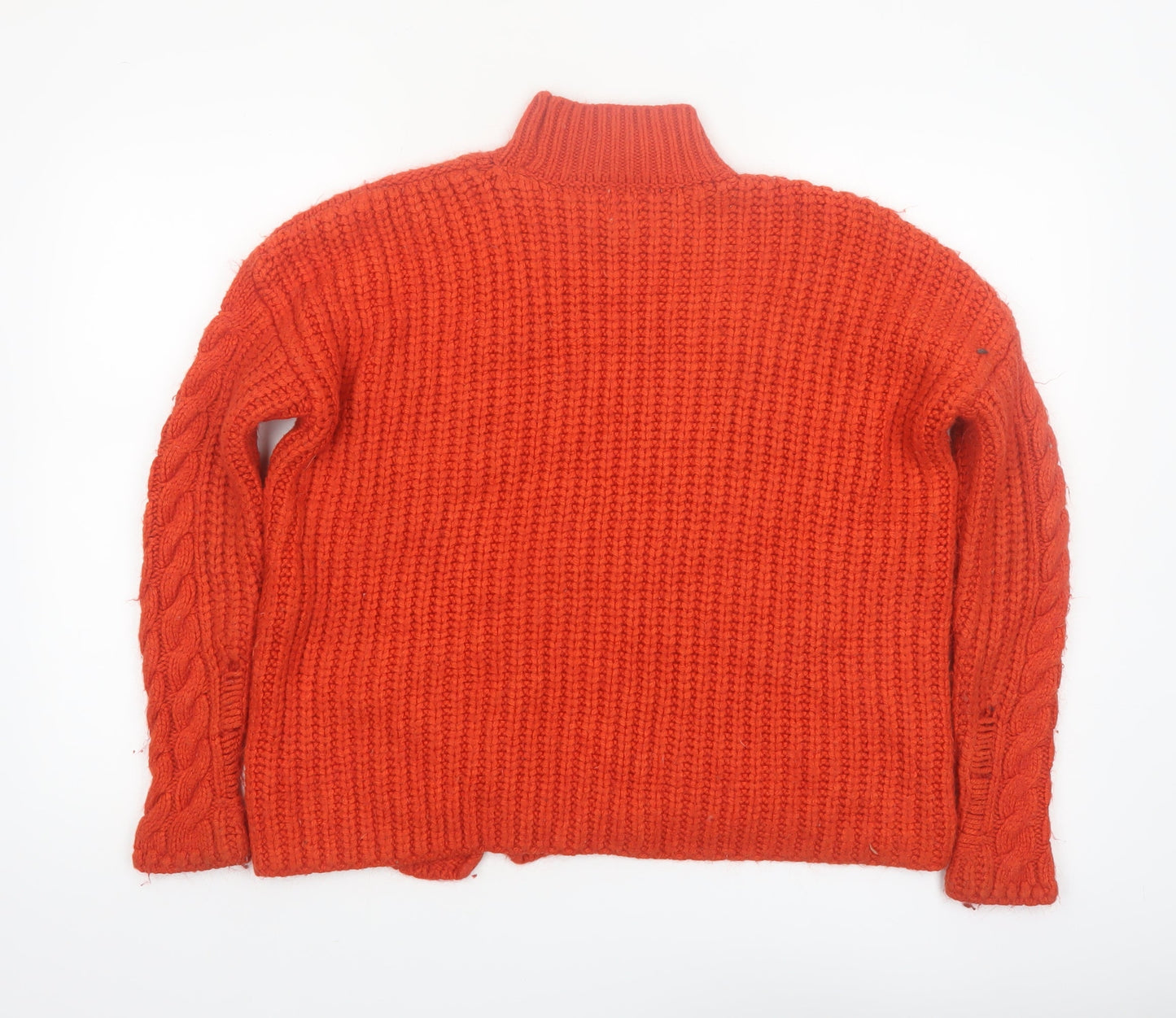 River Island Women’s Orange Cable Knit High Neck Jumper Size 10