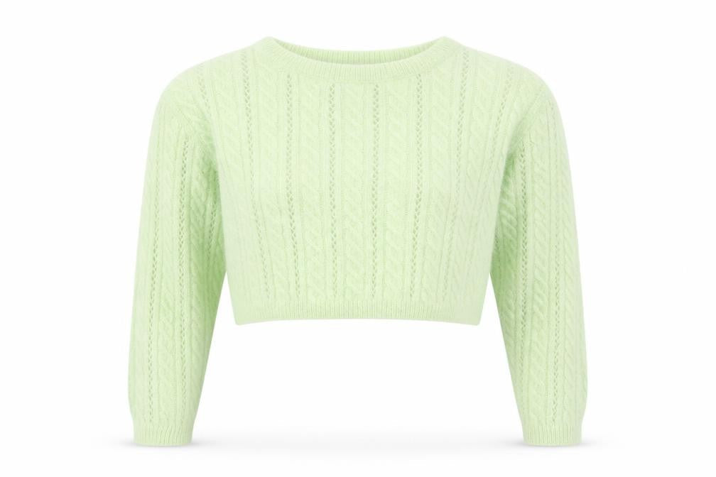 Zara Women's Green Cable-Knit Alpaca Wool Blend Jumper Size 8