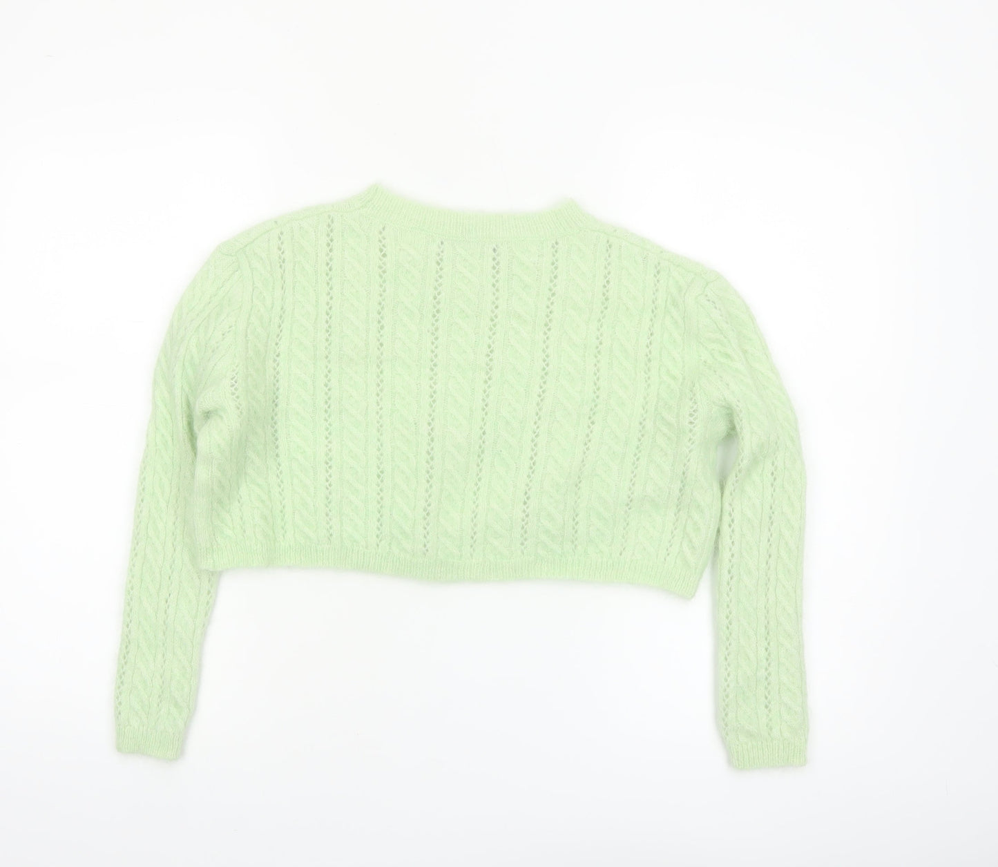 Zara Women's Green Cable-Knit Alpaca Wool Blend Jumper Size 8