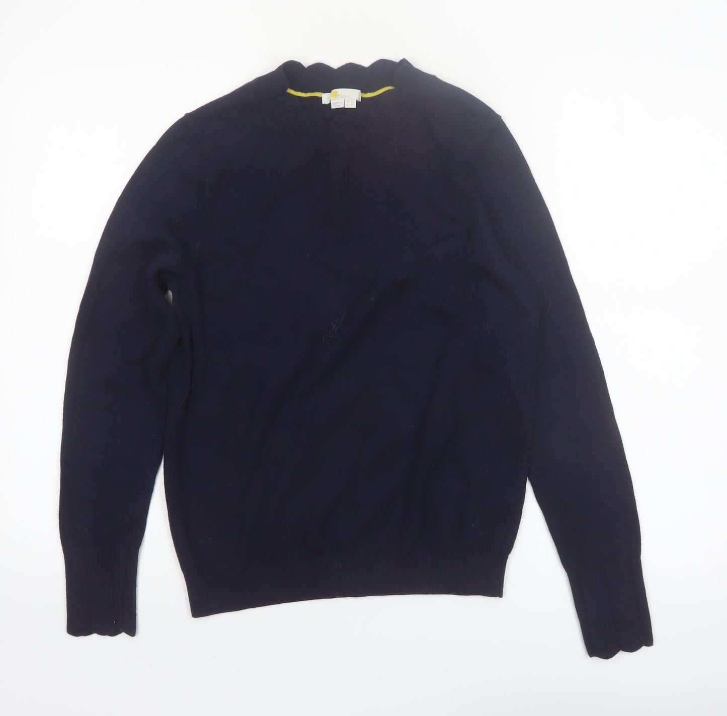 Boden Women Blue Cotton Wool Crew Neck Long Sleeve Jumper Size 12