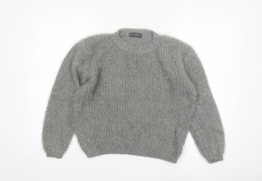 Salvo Green Women's Grey Chunky Knit Crew Neck XL Jumper