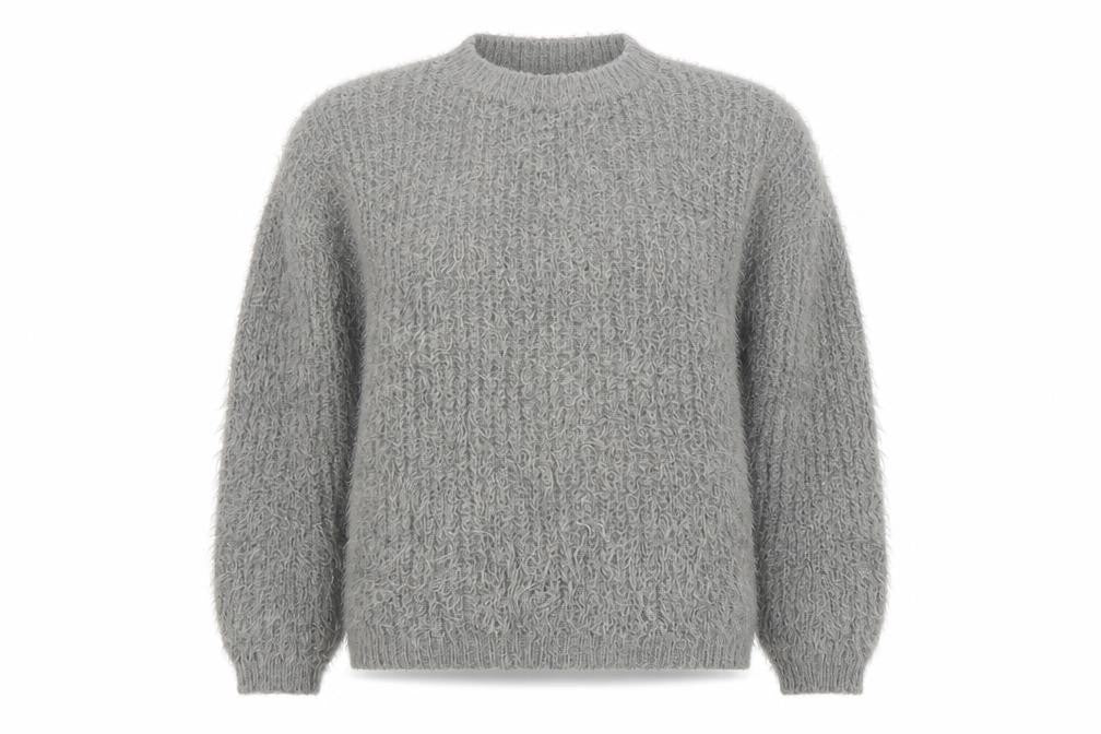 Salvo Green Women's Grey Chunky Knit Crew Neck XL Jumper