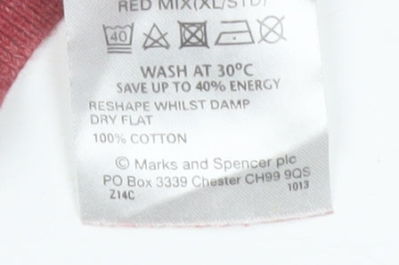Marks and Spencer Mens Red Cotton Crew Neck Jumper XL