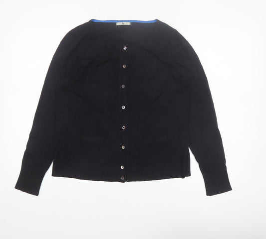 Tu Women's Black Size 14 Crew Neck Button Cardigan