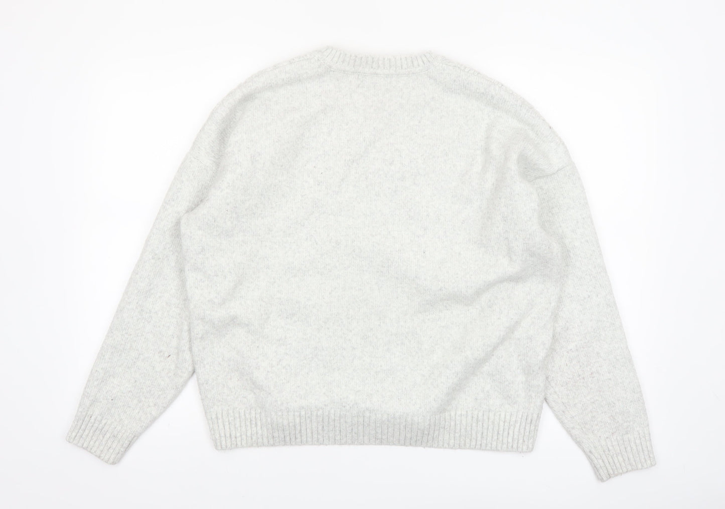 Marks and Spencer Women Grey V-Neck Cable Knit Jumper L