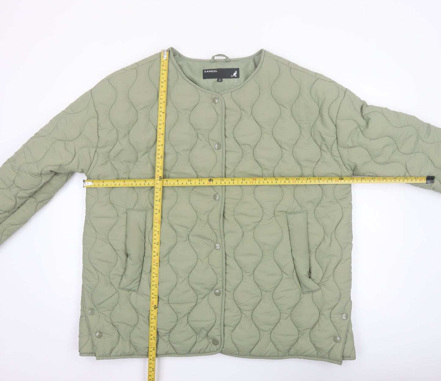 Kangol Women's Green Quilted Jacket UK 14 Mid-Length Casual