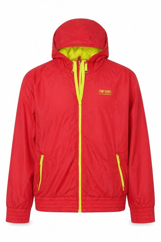 No Fear Mens Red Windbreaker Hooded Jacket 2XL Casual Outdoor