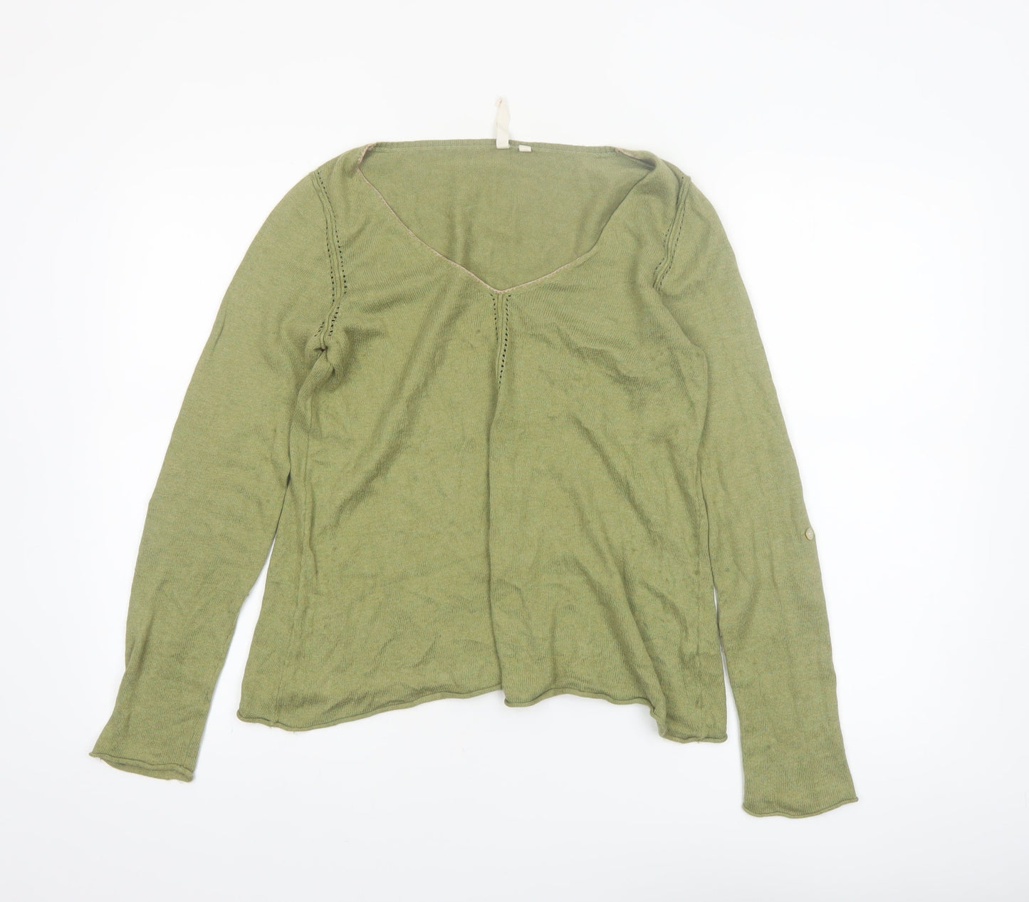 White Stuff Women’s Green V-Neck Knit Jumper Size 10 Long Sleeve