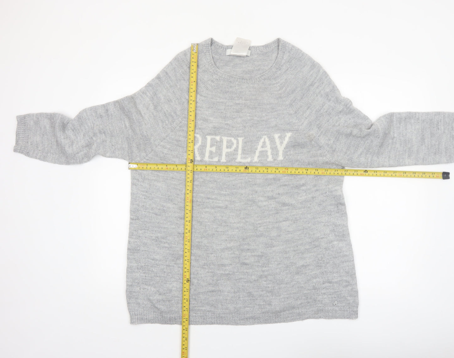 Replay Women Grey Knit Crew Neck Pullover Jumper Size L