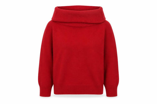 H&M Women Red Roll Neck Jumper Wool Blend Size 12 Winter Knitwear