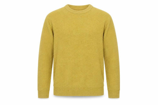 Marks & Spencer Men's Yellow Wool Blend Waffle Knit Jumper S Regular