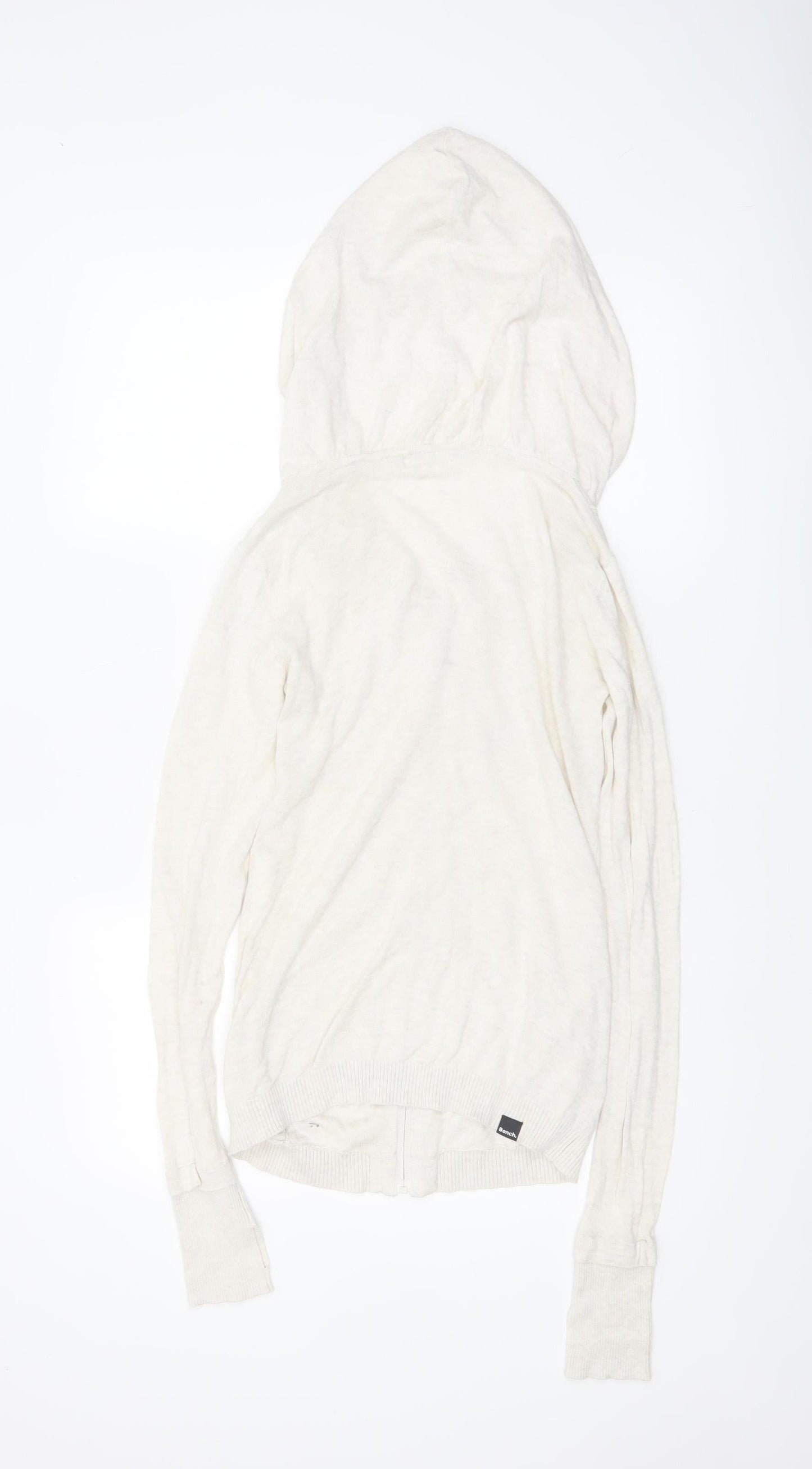 Bench Women Ivory Full Zip Hooded Cotton Jumper XS