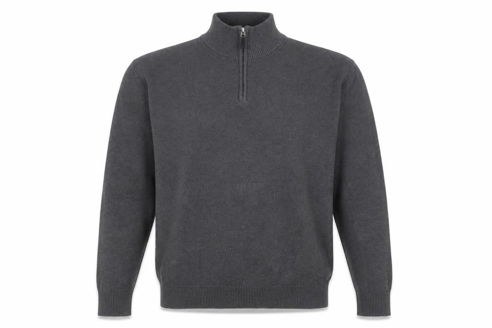 Next Men's Grey Cotton 1/2 Zip High Neck Jumper Size L
