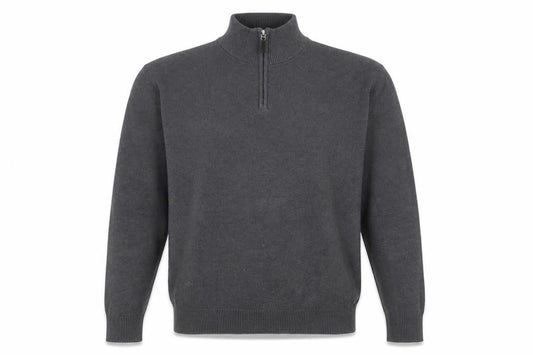 Next Men's Grey Cotton 1/2 Zip High Neck Jumper Size L