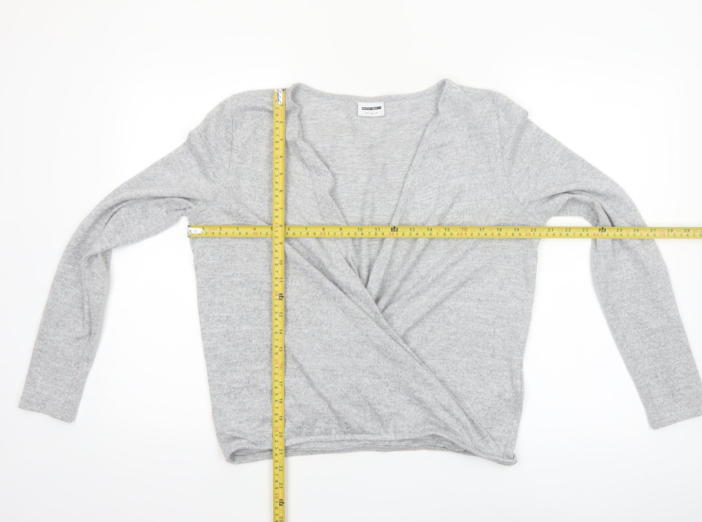 Noisy May Women's Grey Wrap Jersey Blouse Top Size M
