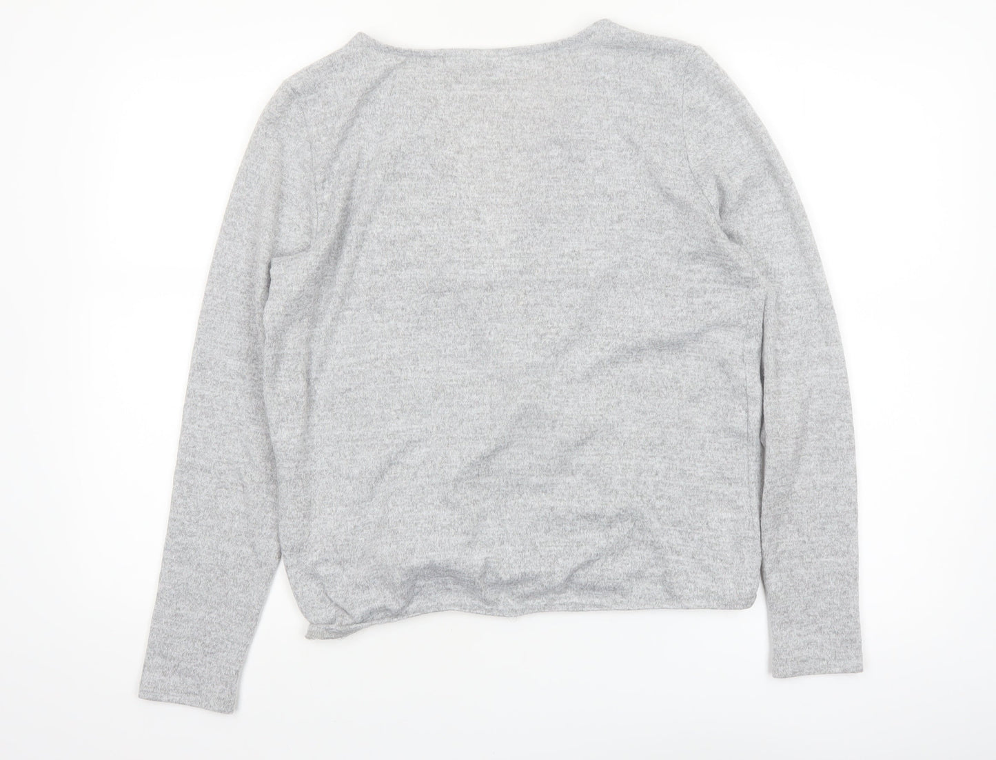 Noisy May Women's Grey Wrap Jersey Blouse Top Size M