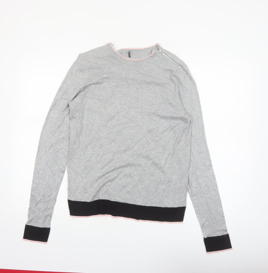 Debenhams Womens Grey Regular Fit Crew Neck Pullover Jumper Size 16