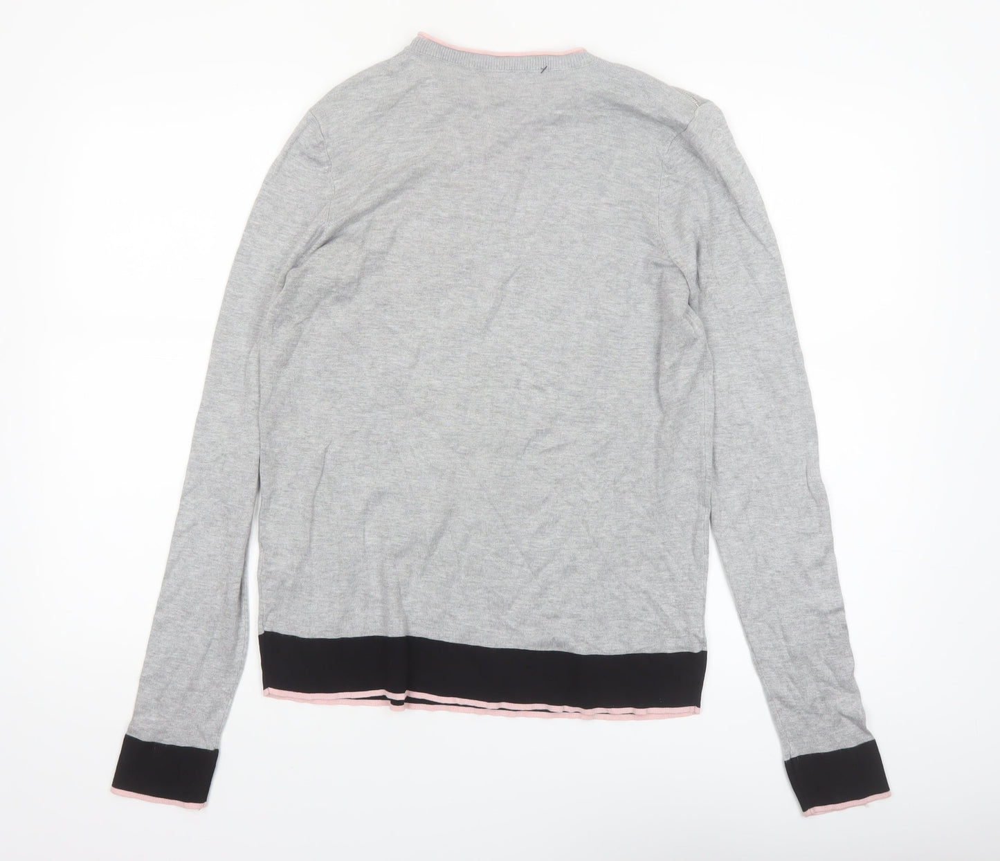 Debenhams Womens Grey Regular Fit Crew Neck Pullover Jumper Size 16