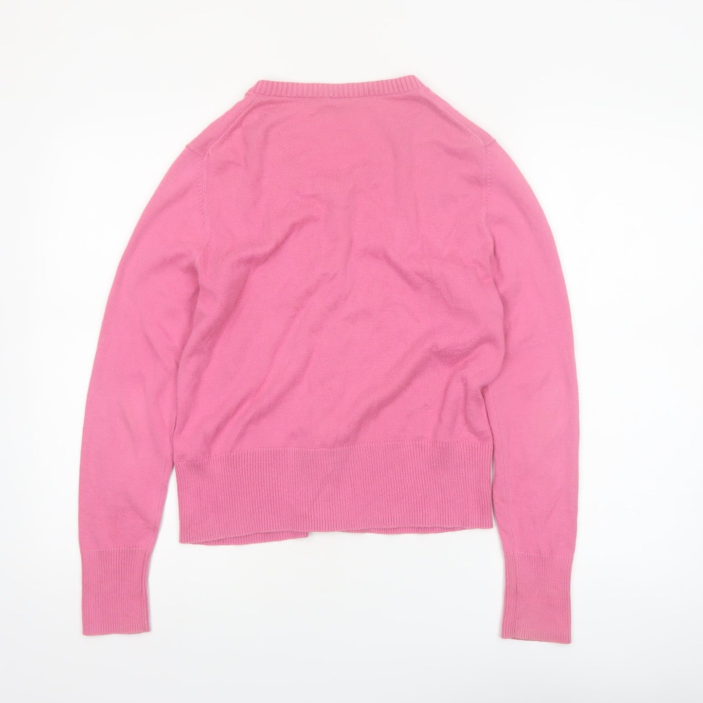 GAP Women Pink Cotton V-Neck Cardigan Jumper M