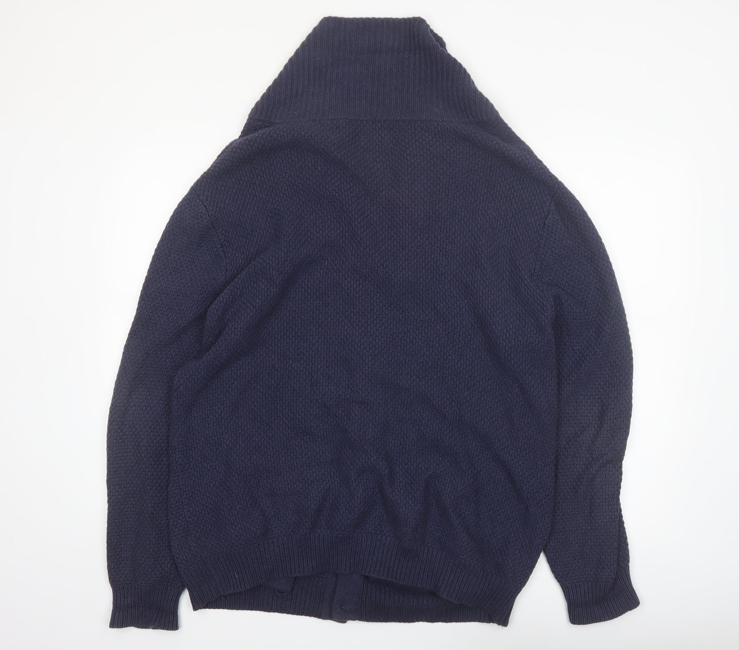 Jeff Banks Men’s Blue Cotton Knit Shawl Collar Cardigan XL Classic Fit