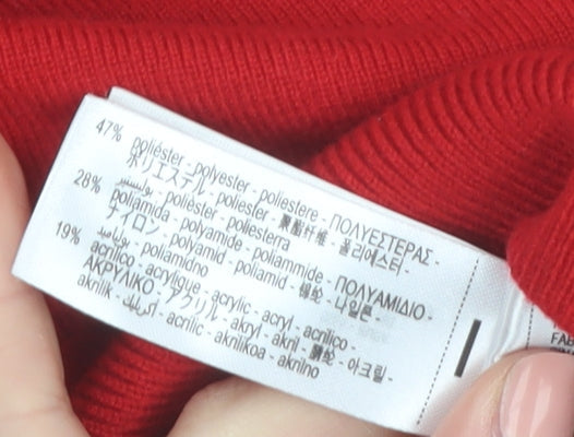 ZARA Women Red V-Neck Wrap Cardigan Jumper Size 14