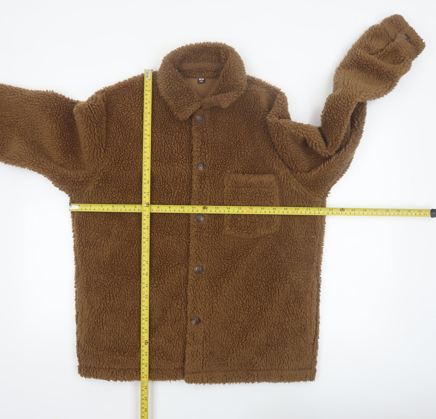 Uniqlo Men’s Brown Fleece Button Jacket Size S Regular Fit