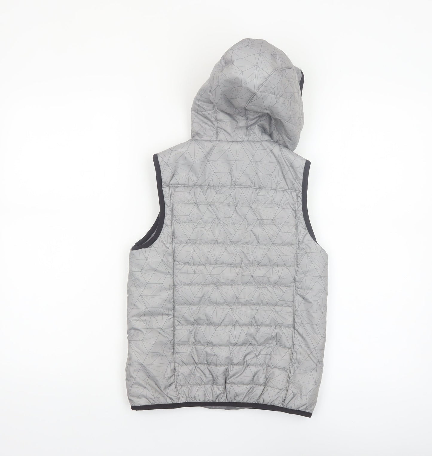 Quechua Boys Grey Hooded Puffer Gilet 7-8 Years Lightweight Outdoor Waistcoat