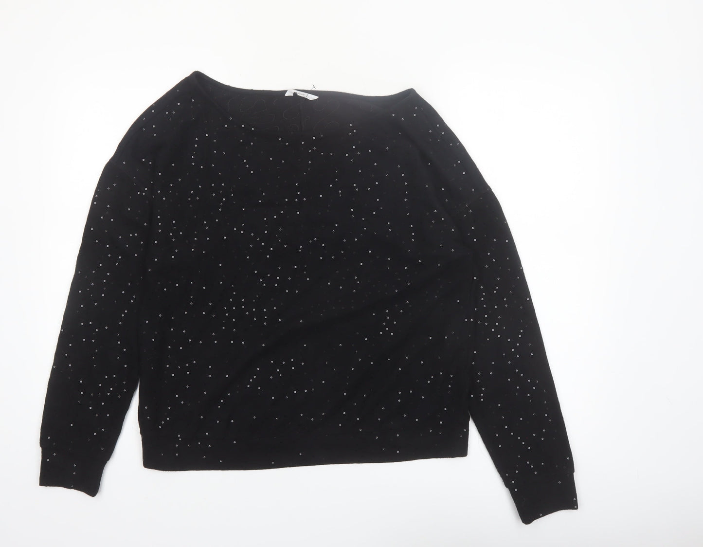 Next Womens Black Rhinestone Pullover Jumper Size 12