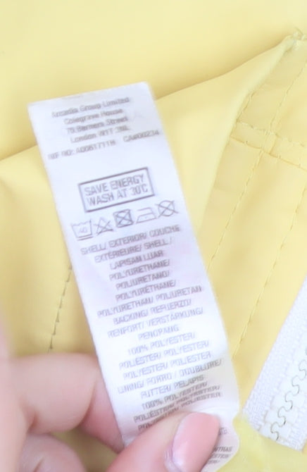 Dorothy Perkins Women Yellow Waterproof Hooded Rain Coat Jacket Size 8