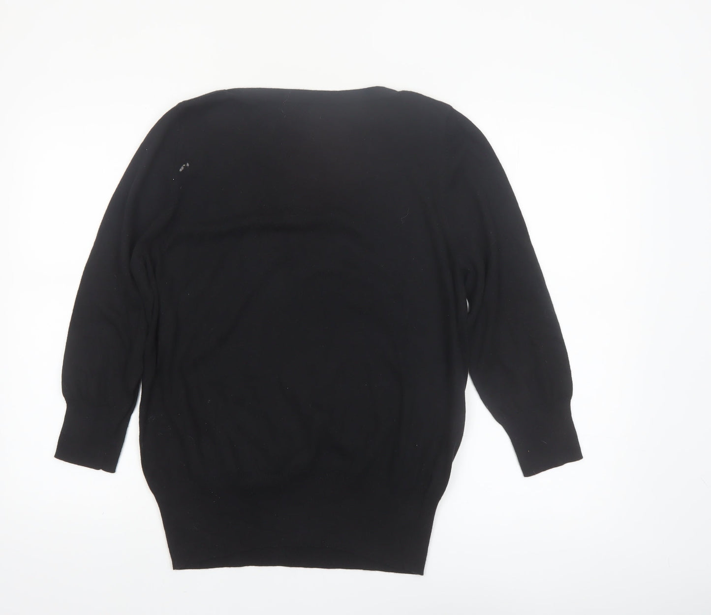 Next Women Black Beaded Pullover Jumper Size 16 Cotton Knit