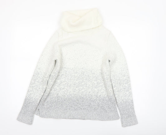 M&Co Women Grey Roll Neck Long Sleeve Knit Jumper Size 14