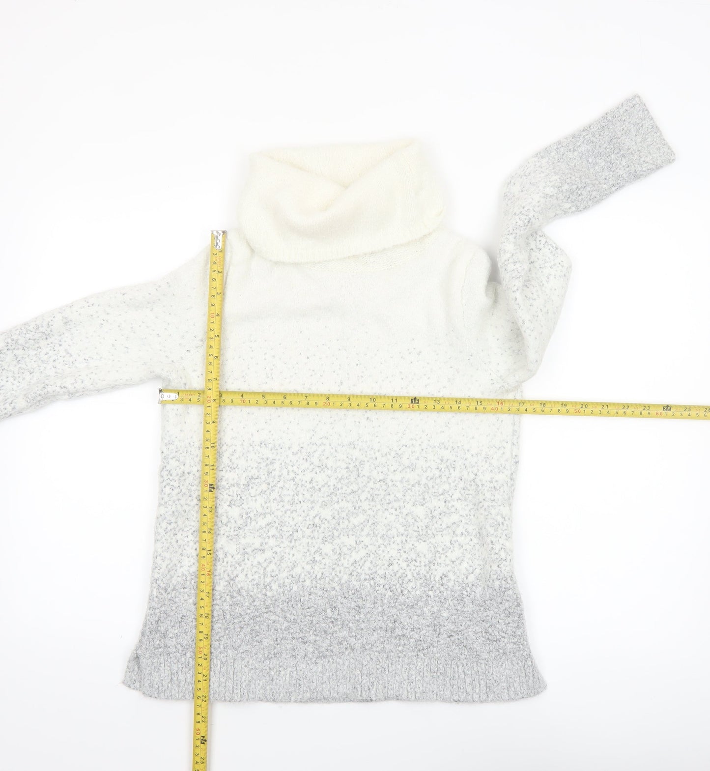 M&Co Women Grey Roll Neck Long Sleeve Knit Jumper Size 14