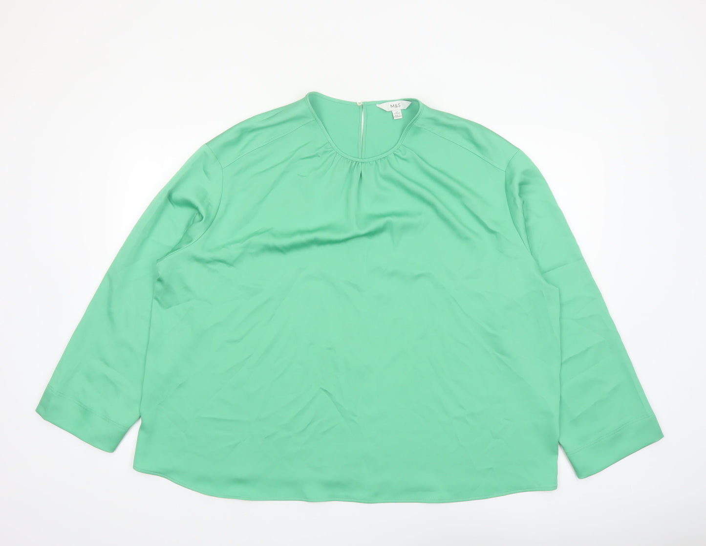 Marks and Spencer Women's Green Long Sleeve Blouse Size 20 Regular