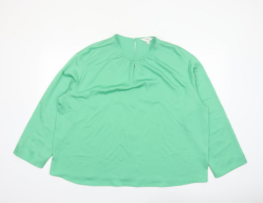 Marks and Spencer Women's Green Long Sleeve Blouse Size 20 Regular